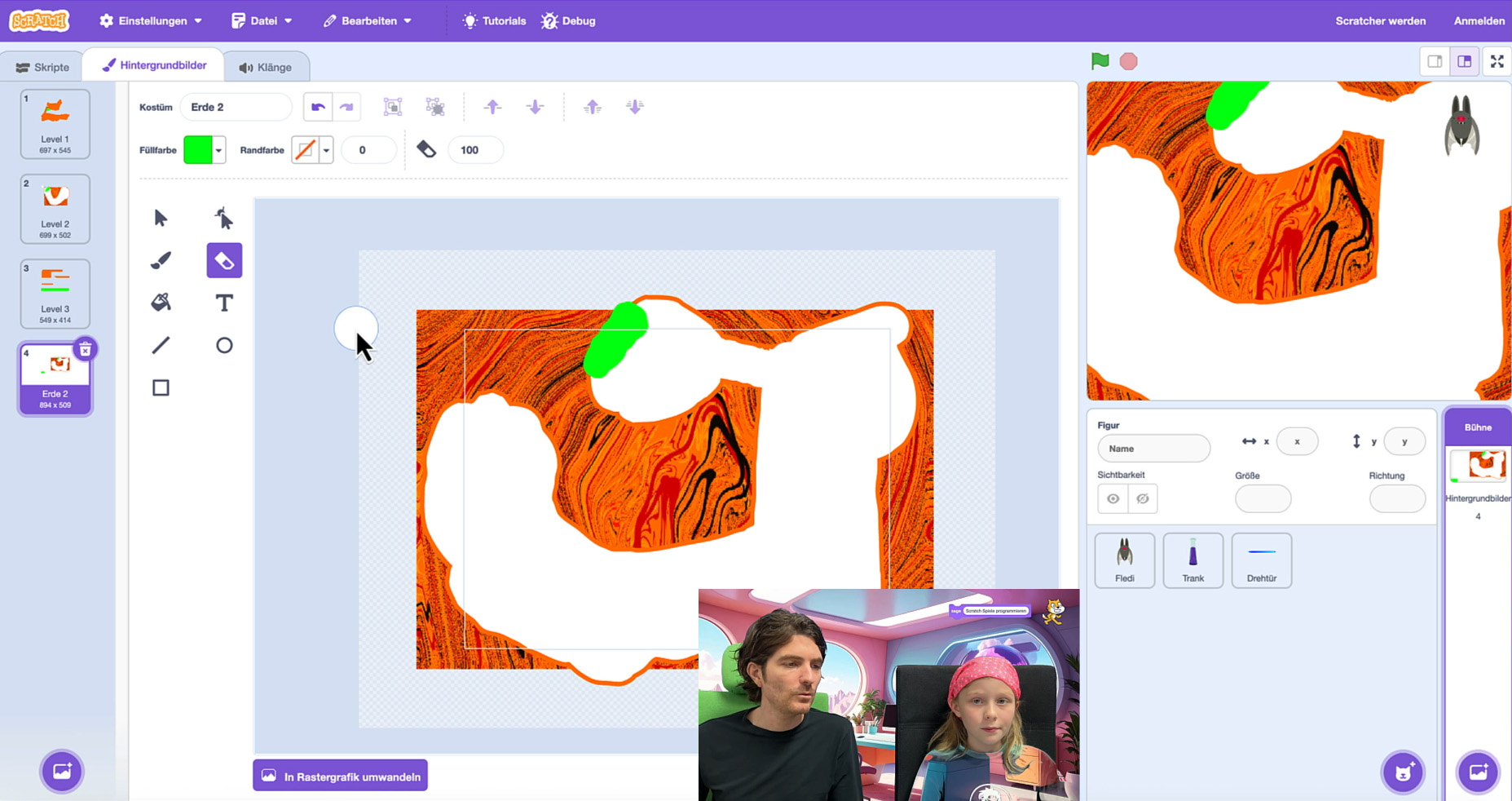 Neues Level mit klaren Rand- und Zielfarben