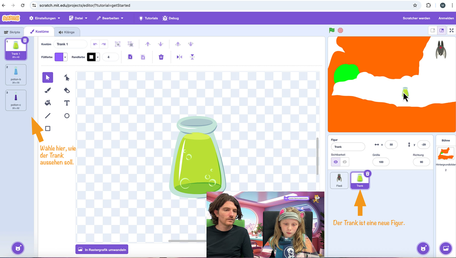 Neue Figur „Trank“ an gewünschter Position