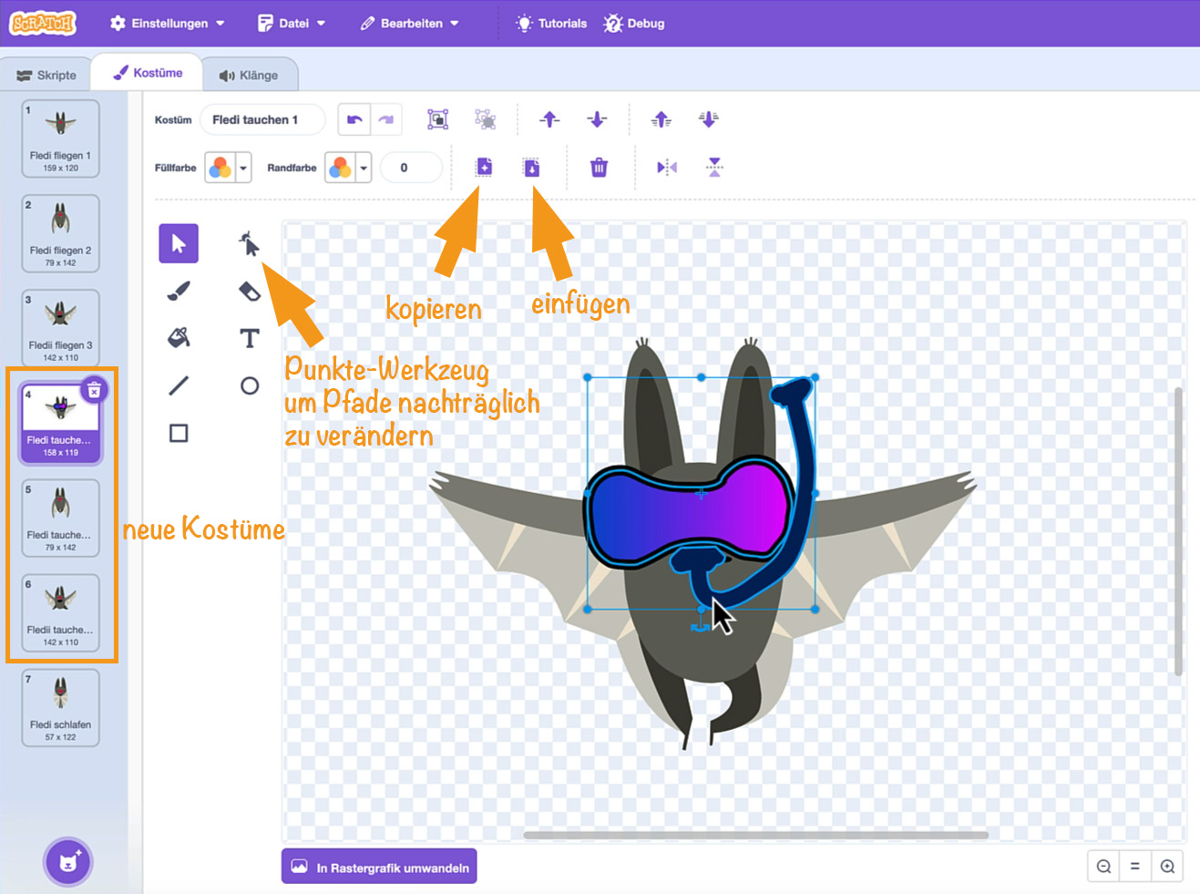 Taucherbrille im Vektor-Editor malen