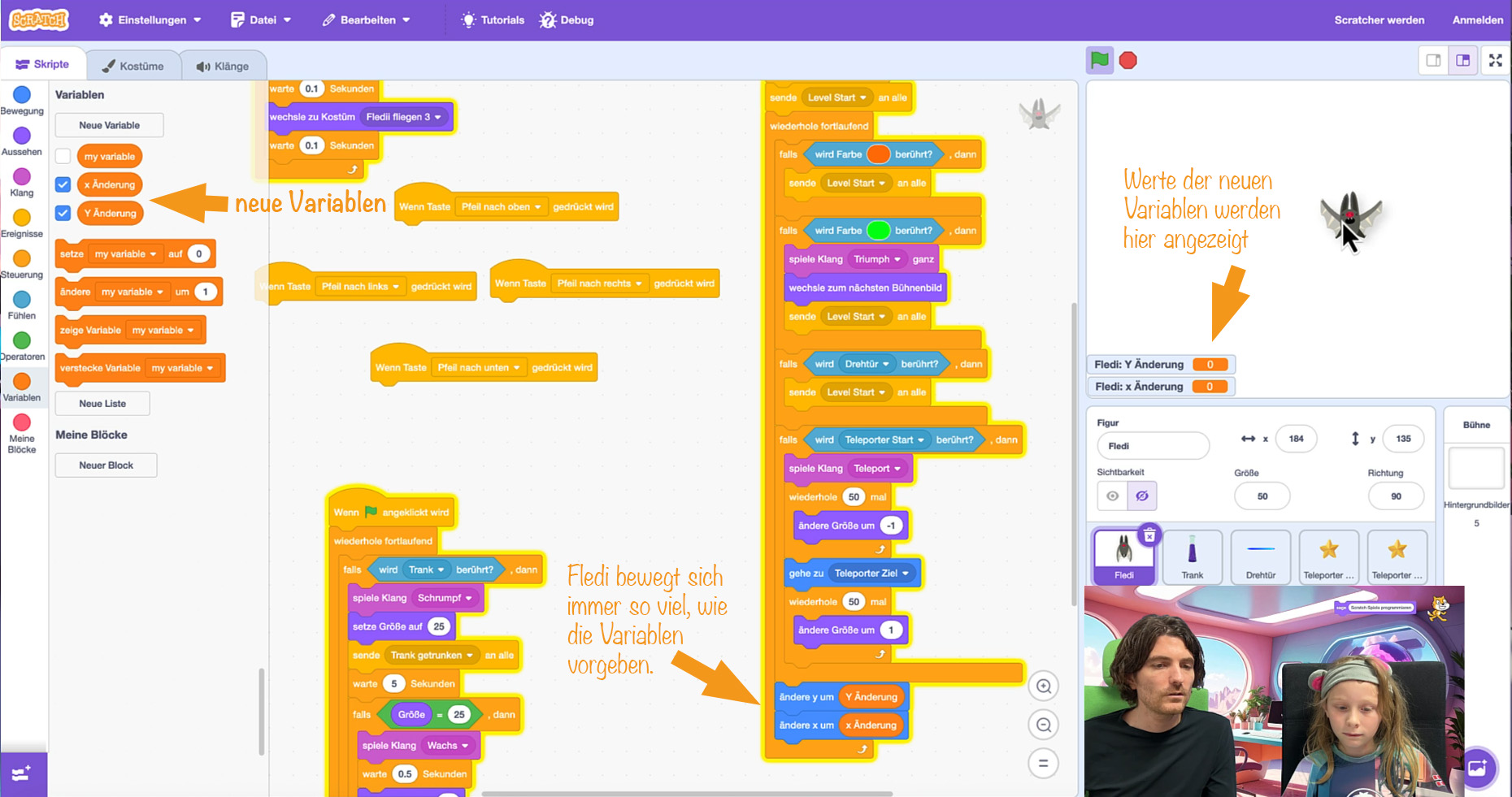 Forever: ändere x/y um Variablen