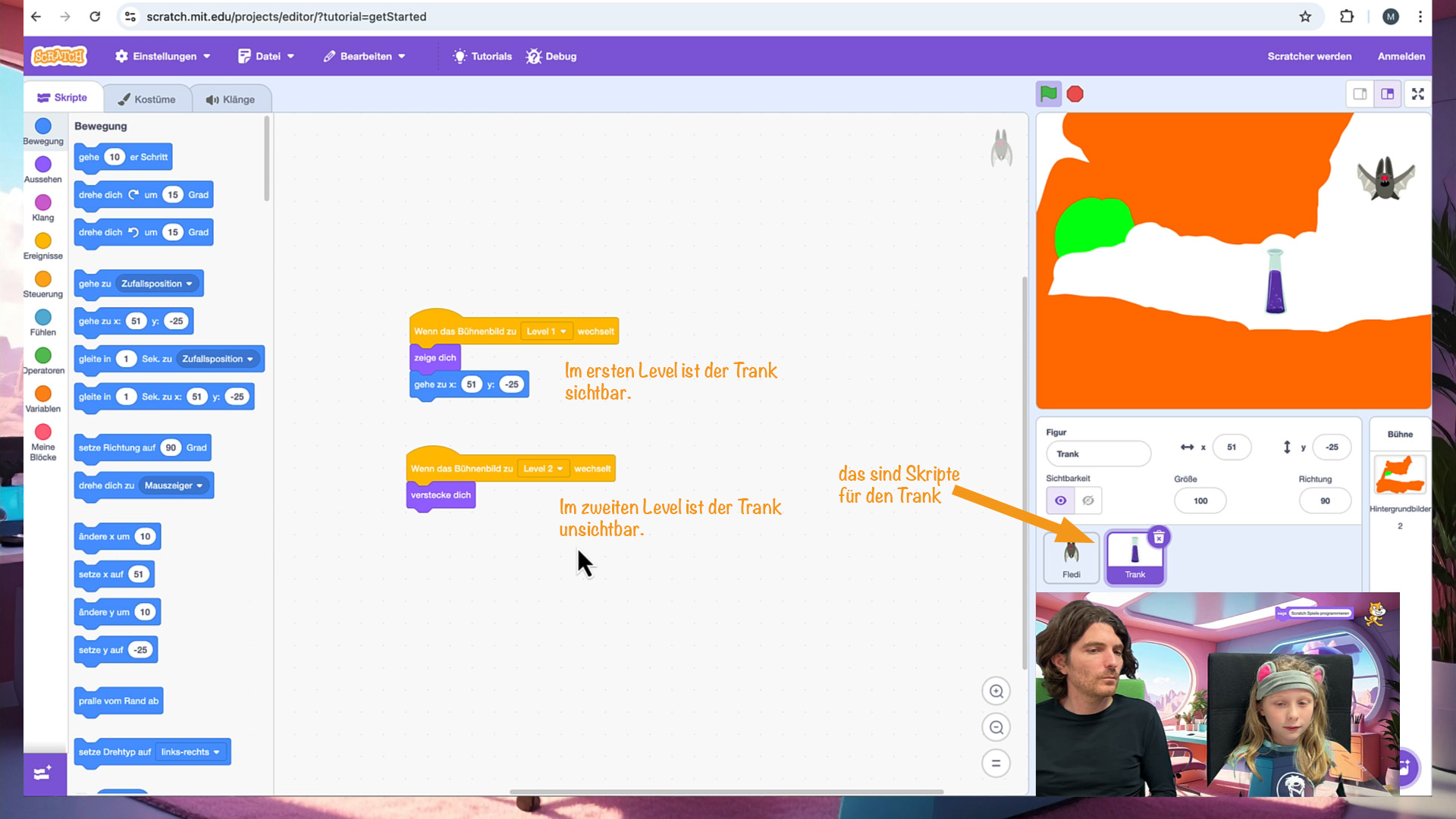 Trank: bei Level 1 zeigen, bei Level 2 verstecken