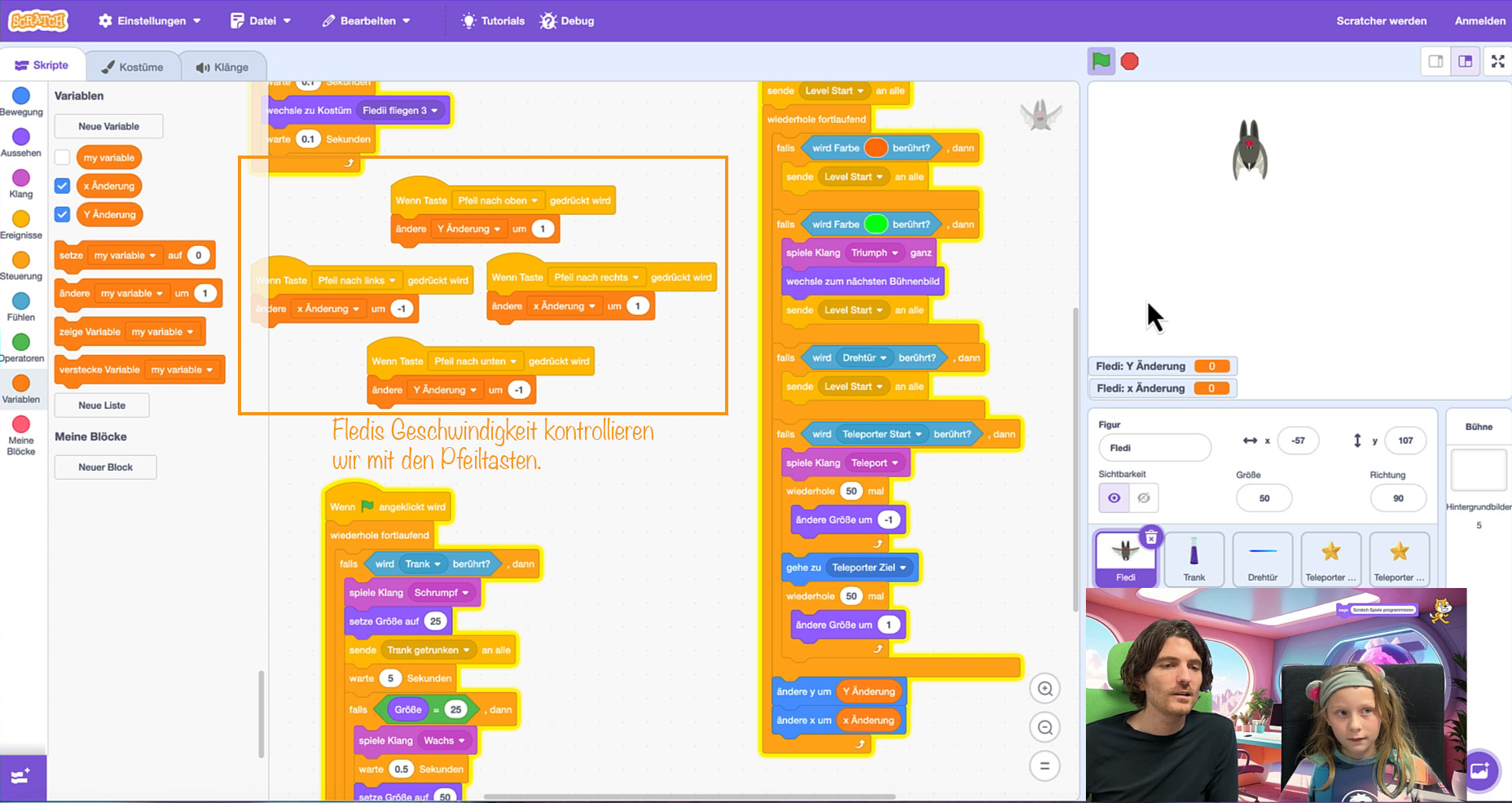 Tasten ändern Geschwindigkeiten