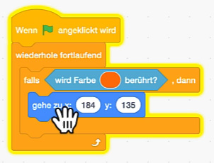 Blöcke: Farbe berührt? → gehe zu Start