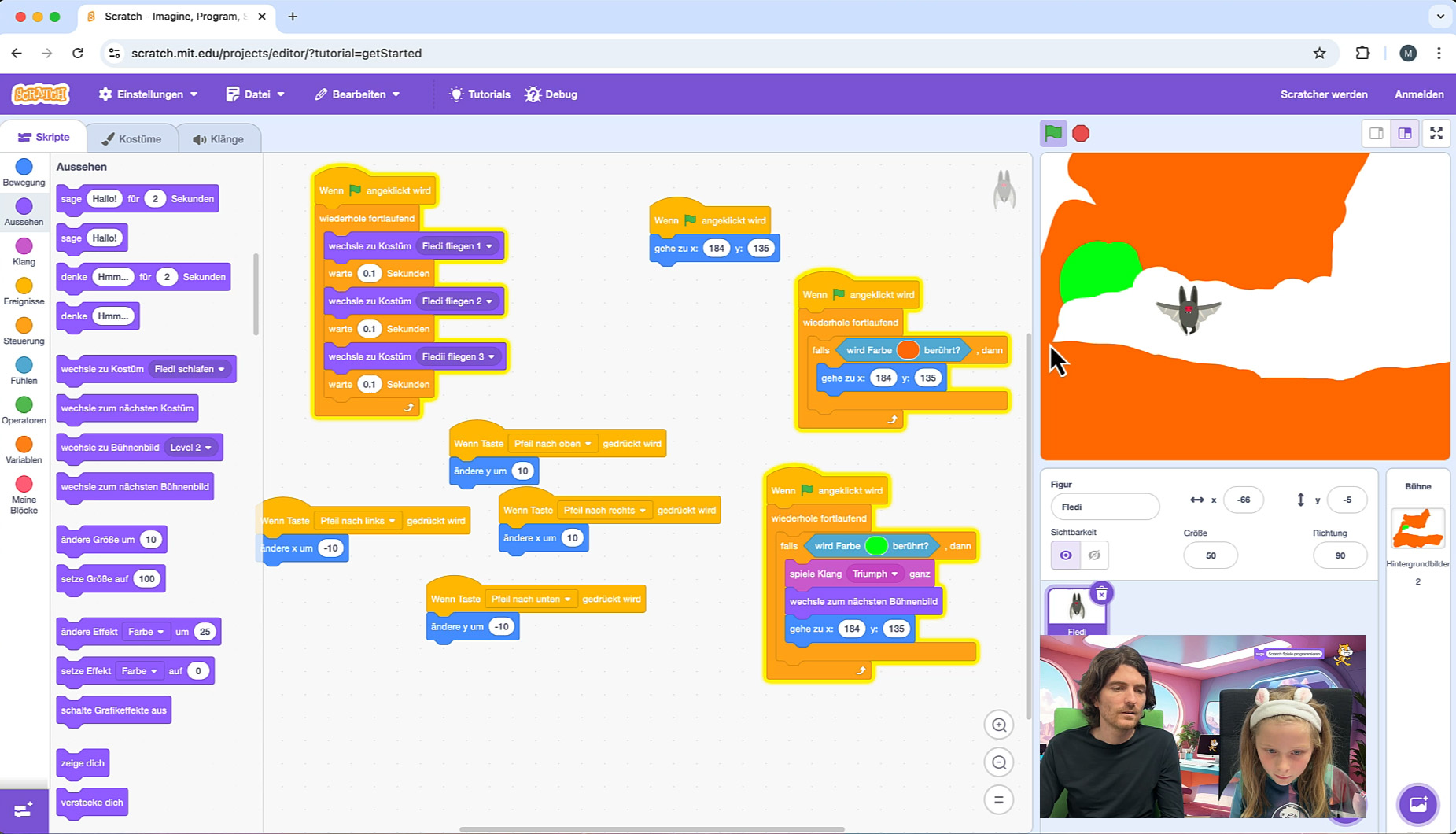 Spiel läuft: Fledi im Tunnel