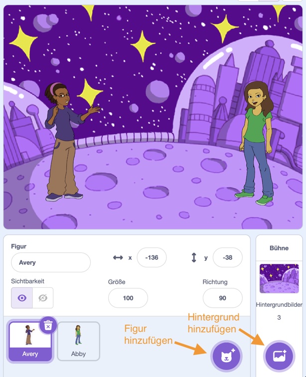 Figuren und Hintergrund auswählen